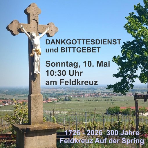 Feldkreuz Auf der Spring mit Blick über die Weinberge