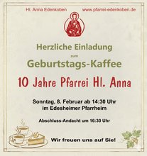 Einladung 10 Jahre Hl. Anna